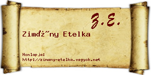 Zimány Etelka névjegykártya